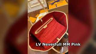Borsa con monogramma rosa Neverfull MM di Louis Vuitton