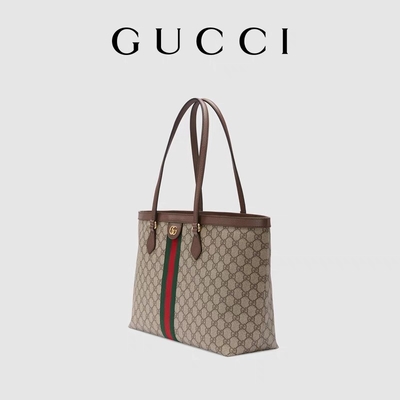 Signore sistemate di cuoio di GG di Gucci Ophidia Tote White Medium della tela