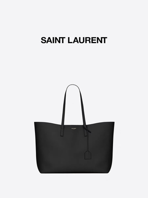 1.4lb ha strutturato le signore bollate di cuoio borsa del vitello di YVES SAINT LAURENT del nero della borsa est-ovest