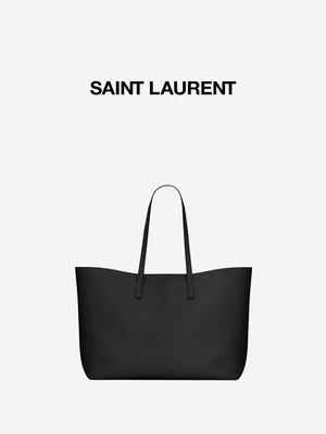 1.4lb ha strutturato le signore bollate di cuoio borsa del vitello di YVES SAINT LAURENT del nero della borsa est-ovest