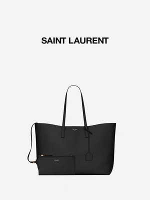 1.4lb ha strutturato le signore bollate di cuoio borsa del vitello di YVES SAINT LAURENT del nero della borsa est-ovest