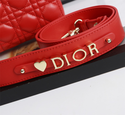 Signora Red Lambskin My Abcdior Dior Cannage Shoulder Bag D6806