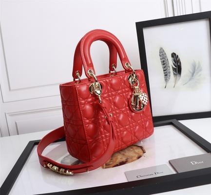 Signora Red Lambskin My Abcdior Dior Cannage Shoulder Bag D6806