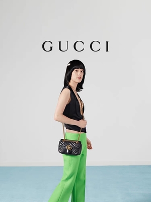 Borsa a tracolla Marmont Matelassé Mini Bag Flap di GG Marmont