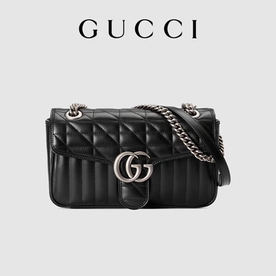 Il GG di GUCCI ha marcato a caldo la borsa di Bag Marmont Shoulder del messaggero piccolo cuoio imbottito