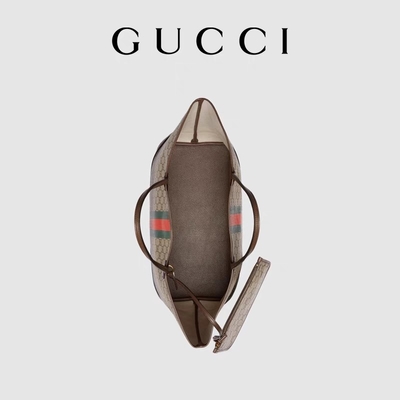 Borsa di Brown Gucci Ophidia delle donne bollate piccolo Tote Ebony di media grandezza