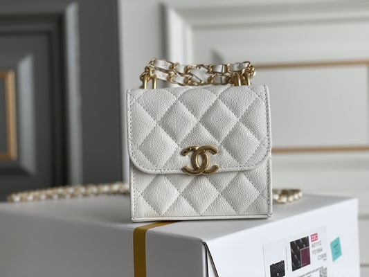 Borsa di cuoio classica AP3020 di Chanel 2way del grano del doppio C dell'oro