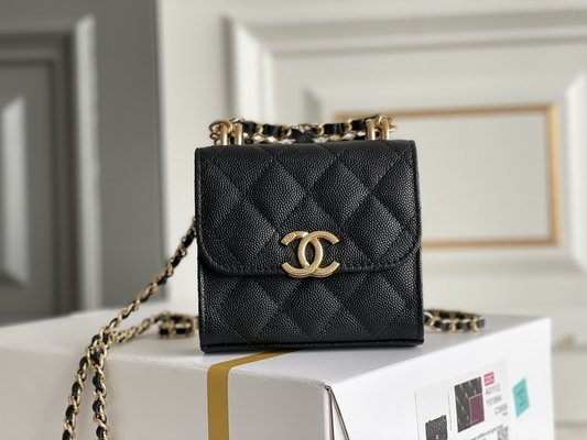 Borsa di cuoio classica AP3020 di Chanel 2way del grano del doppio C dell'oro