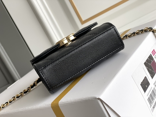 Borsa di cuoio classica AP3020 di Chanel 2way del grano del doppio C dell'oro