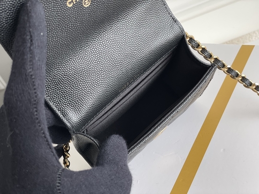 Borsa di cuoio classica AP3020 di Chanel 2way del grano del doppio C dell'oro