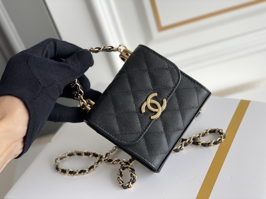 Borsa di cuoio classica AP3020 di Chanel 2way del grano del doppio C dell'oro