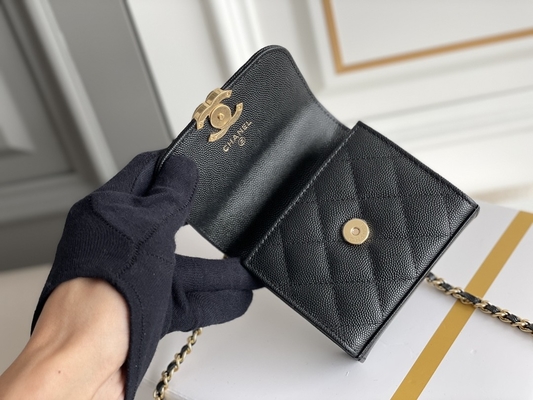Borsa di cuoio classica AP3020 di Chanel 2way del grano del doppio C dell'oro