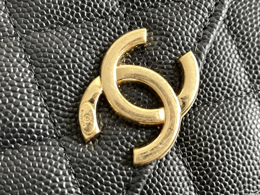 Borsa di cuoio classica AP3020 di Chanel 2way del grano del doppio C dell'oro