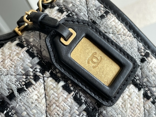 Lana bianca del plaid del nero classico di 2WAY Chanel Medium Flap Bag Messenger