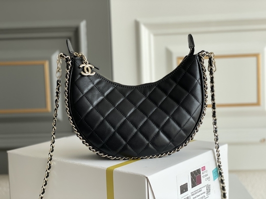 Cuoio nero del vitello della borsa del vagabondo di Mini Sling Bag Branded Chanel della catena