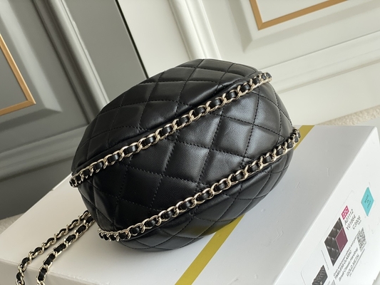 Cuoio nero del vitello della borsa del vagabondo di Mini Sling Bag Branded Chanel della catena