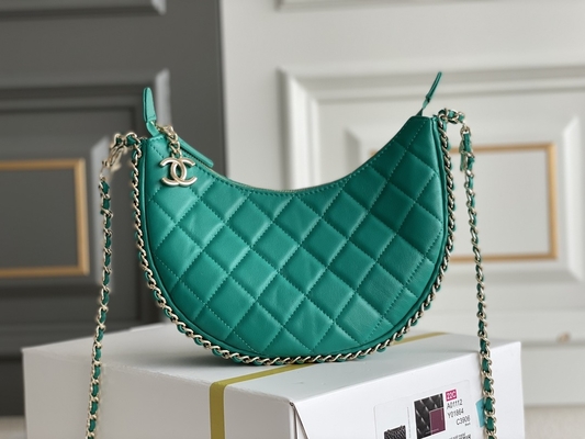 Cuoio nero del vitello della borsa del vagabondo di Mini Sling Bag Branded Chanel della catena