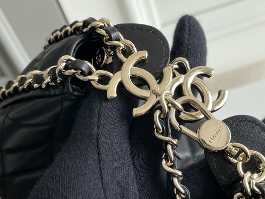 Cuoio nero del vitello della borsa del vagabondo di Mini Sling Bag Branded Chanel della catena