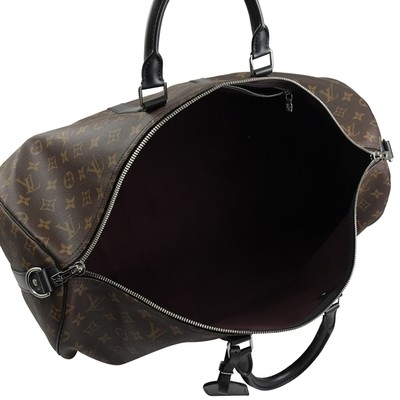 Macassar ha ricoperto la tela LV Keepall BandoulièRe 55 Louis Vuitton M56714