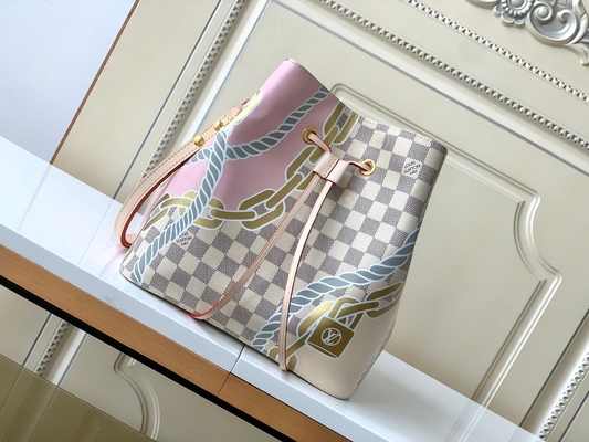 Il rosa bianco Damier Azur Canvas LV ha marcato a caldo la borsa del secchio di Bag NéONoé millimetro del messaggero