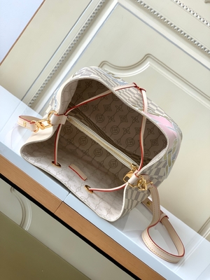 Il rosa bianco Damier Azur Canvas LV ha marcato a caldo la borsa del secchio di Bag NéONoé millimetro del messaggero