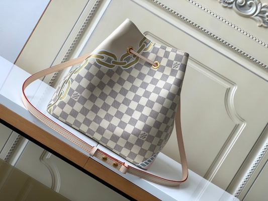Il rosa bianco Damier Azur Canvas LV ha marcato a caldo la borsa del secchio di Bag NéONoé millimetro del messaggero