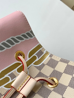 Il rosa bianco Damier Azur Canvas LV ha marcato a caldo la borsa del secchio di Bag NéONoé millimetro del messaggero