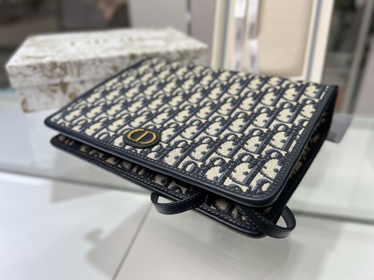 2 in 1 jacquard obliquo blu del sacchetto di Mini Dior 30 Montaigne