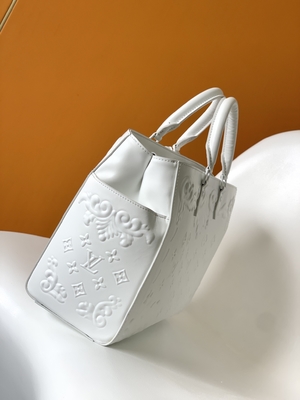 Il monogramma bianco Preloved ha marcato a caldo la borsa Louis Vuitton Sac Plat Tote