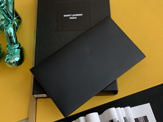 San impresso Laurent Preloved Branded Bag Uptown Clutch Grain De Poudre di cuoio