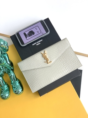 San impresso Laurent Preloved Branded Bag Uptown Clutch Grain De Poudre di cuoio