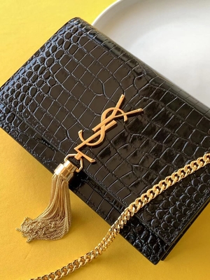 Catena Kate Small Tassel dell'oro della borsa del nero di YVES SAINT LAURENT del vitello