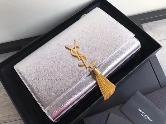 Borsa del Woc di Saint Laurent YVES SAINT LAURENT del poliestere delle cinghie regolabili con l'argento della chiusura della chiusura lampo