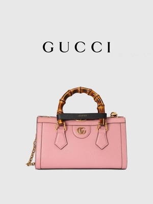 OEM di GG di cuoio rosa Gucci Diana Bamboo Bag Handbag