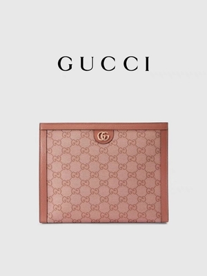 Sacchetto della frizione di Mini Pink Canvas Leather Ophidia Gucci con la chiusura dello zip