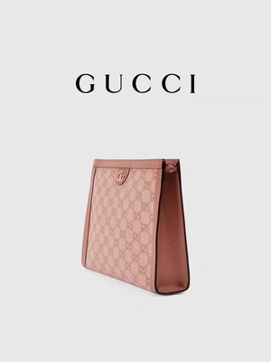 Sacchetto della frizione di Mini Pink Canvas Leather Ophidia Gucci con la chiusura dello zip