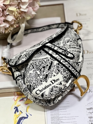 Ricamo Dior Saddle Sling Bag Patchwork delle donne 25cm con 3 tasche interne