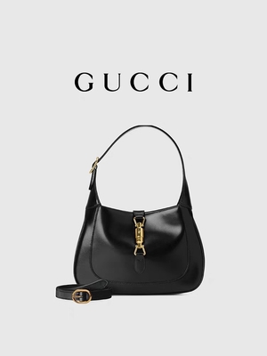Jackie Bag By Gucci Time di cuoio nero 1961 ha onorato gli accessori dorati classici
