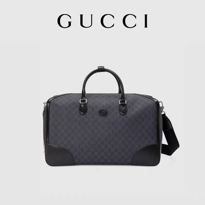Doppio di collegamento G di viaggio della tela suprema nera di GG Tote Bag Gucci Mens Messenger