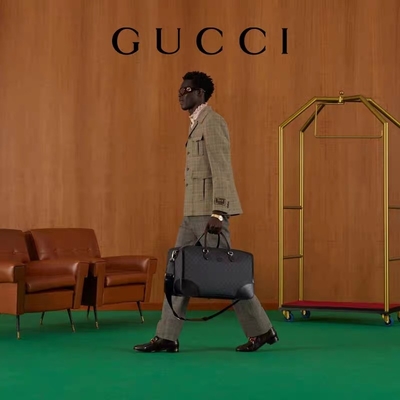 Doppio di collegamento G di viaggio della tela suprema nera di GG Tote Bag Gucci Mens Messenger