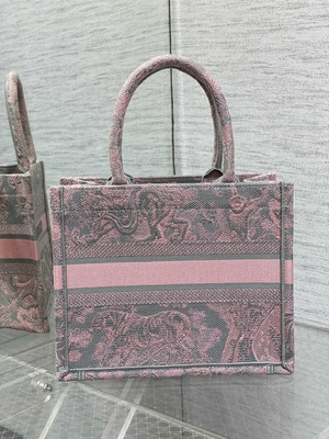 Piccolo Christian Dior Booktote Pink And Gray Toile De Jouy Sauvage Embroidery