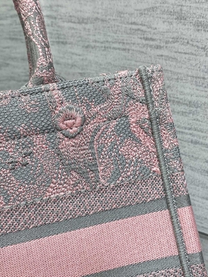 Piccolo Christian Dior Booktote Pink And Gray Toile De Jouy Sauvage Embroidery