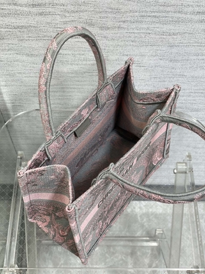 Piccolo Christian Dior Booktote Pink And Gray Toile De Jouy Sauvage Embroidery