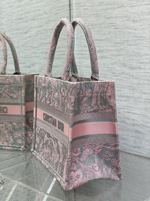 Piccolo Christian Dior Booktote Pink And Gray Toile De Jouy Sauvage Embroidery