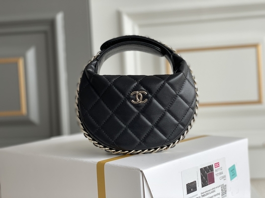 Borsa della moneta di Mini Fabric Chanel Flap Bag del nero Ap3095 a 20 pollici
