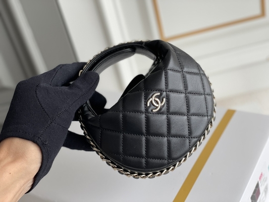 Borsa della moneta di Mini Fabric Chanel Flap Bag del nero Ap3095 a 20 pollici