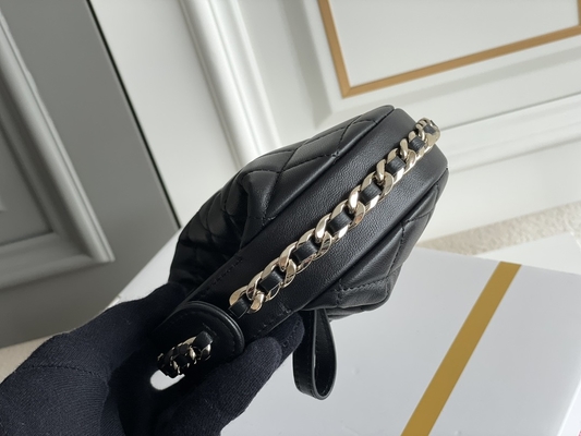 Borsa della moneta di Mini Fabric Chanel Flap Bag del nero Ap3095 a 20 pollici