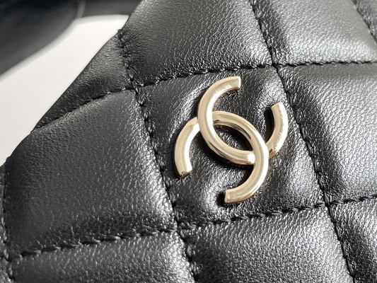 Borsa della moneta di Mini Fabric Chanel Flap Bag del nero Ap3095 a 20 pollici