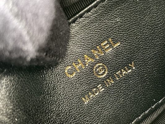 Borsa della moneta di Mini Fabric Chanel Flap Bag del nero Ap3095 a 20 pollici