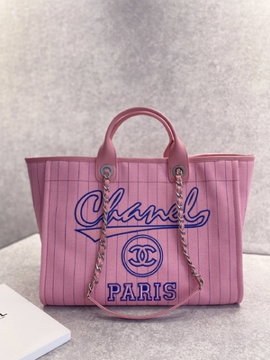 banda del nero di 30cm 23P Chanel Deauville Tote Bag White Ecru